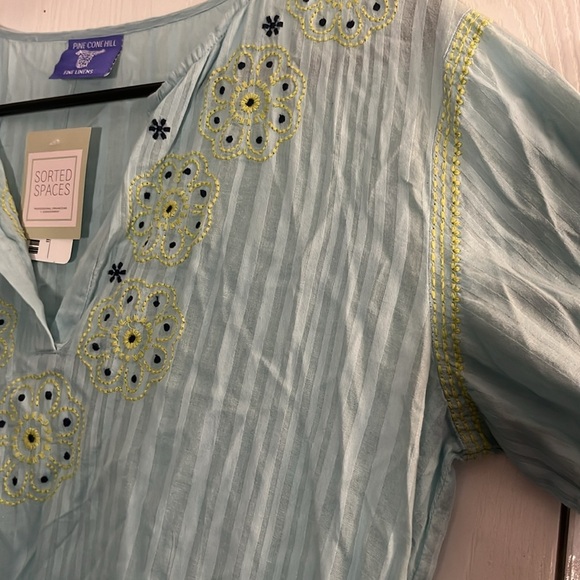 Pine Cone Hill Blue Long Sleeve V-Neck Dress (Small) - Picture 5 of 5